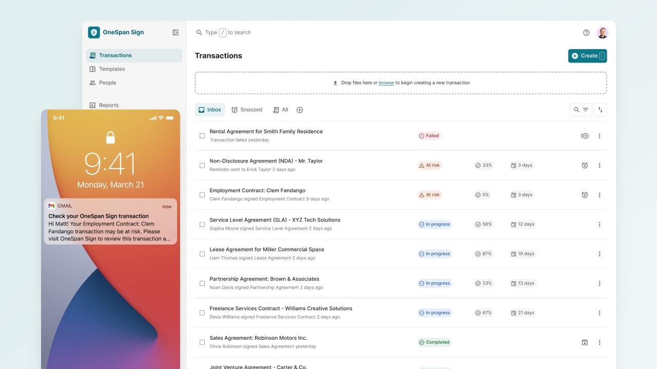 Worry-Free Transactions notification and inbox