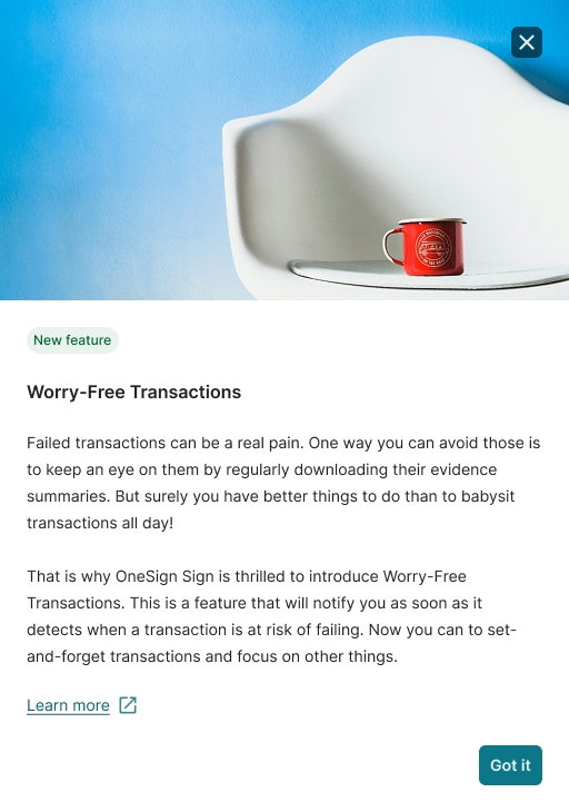 Mock feature announcement for Worry-Free Transactions